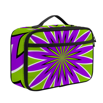 Green Flower Moving Optical Illusion Portable Lunch Bag