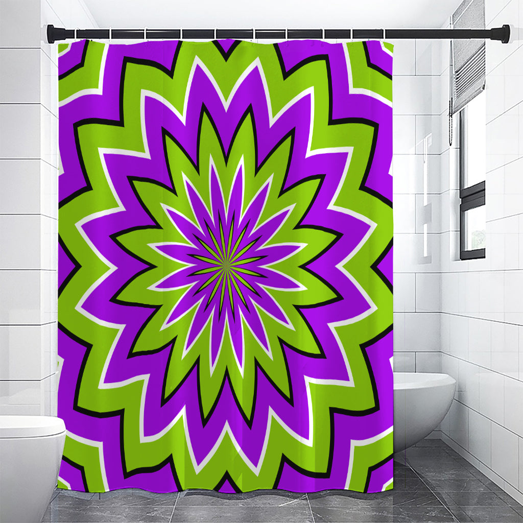 Green Flower Moving Optical Illusion Premium Shower Curtain