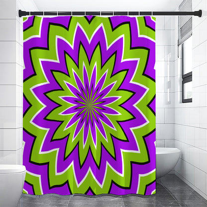 Green Flower Moving Optical Illusion Premium Shower Curtain