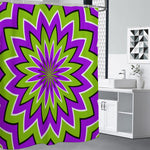Green Flower Moving Optical Illusion Premium Shower Curtain