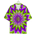 Green Flower Moving Optical Illusion Rayon Hawaiian Shirt