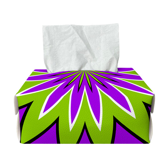 Green Flower Moving Optical Illusion Rectangle Tissue Box Cover