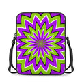 Green Flower Moving Optical Illusion Rectangular Crossbody Bag