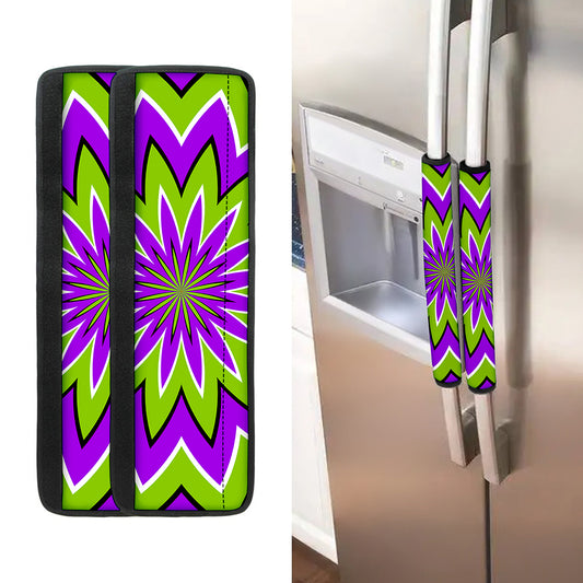 Green Flower Moving Optical Illusion Refrigerator Handle Covers