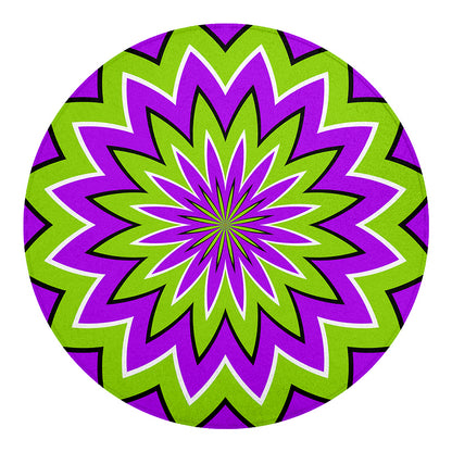 Green Flower Moving Optical Illusion Round Blanket