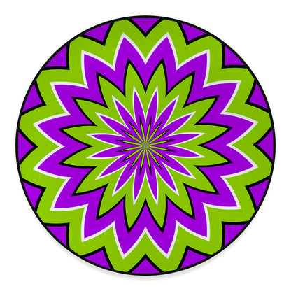 Green Flower Moving Optical Illusion Round Floor Mat