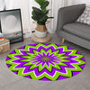 Green Flower Moving Optical Illusion Round Rug