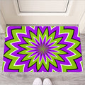Green Flower Moving Optical Illusion Rubber Doormat