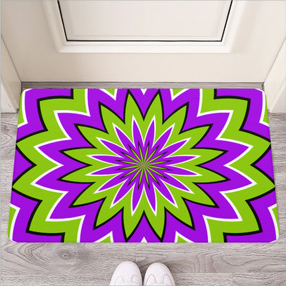Green Flower Moving Optical Illusion Rubber Doormat