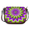 Green Flower Moving Optical Illusion Saddle Bag