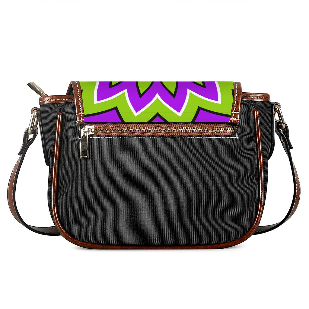 Green Flower Moving Optical Illusion Saddle Bag