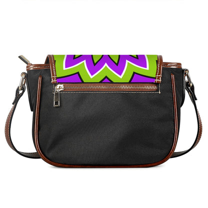Green Flower Moving Optical Illusion Saddle Bag
