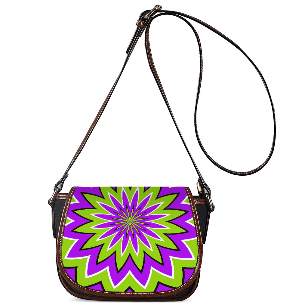 Green Flower Moving Optical Illusion Saddle Bag