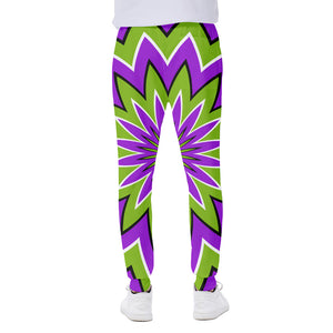 Green Flower Moving Optical Illusion Scuba Joggers