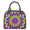Green Flower Moving Optical Illusion Shoulder Handbag