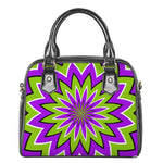 Green Flower Moving Optical Illusion Shoulder Handbag