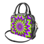 Green Flower Moving Optical Illusion Shoulder Handbag