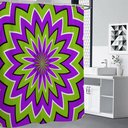 Green Flower Moving Optical Illusion Shower Curtain