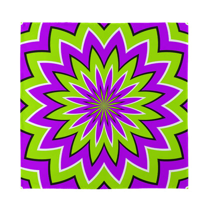 Green Flower Moving Optical Illusion Silk Bandana