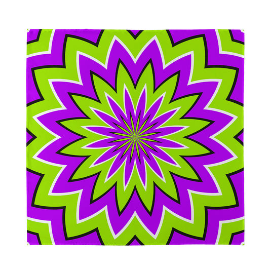 Green Flower Moving Optical Illusion Silk Bandana