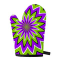 Green Flower Moving Optical Illusion Single Oven Mitt