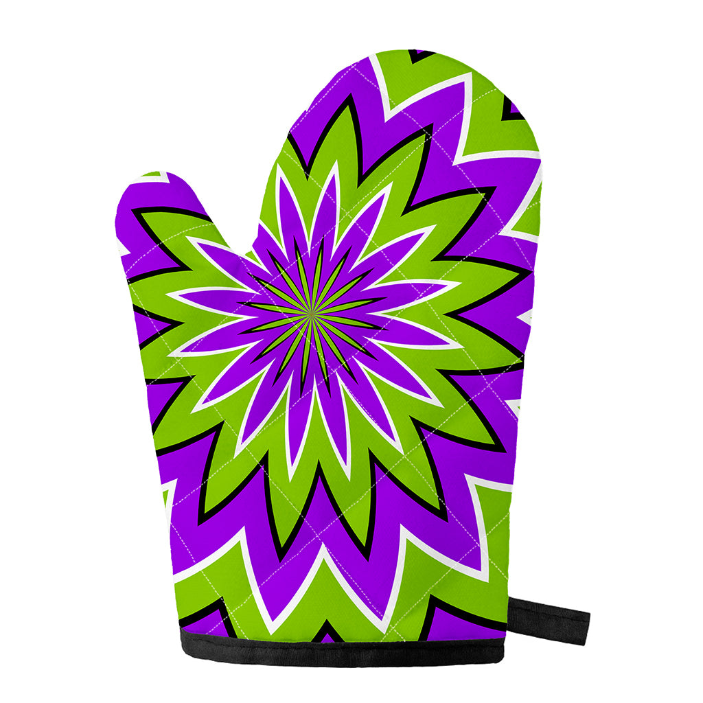 Green Flower Moving Optical Illusion Single Oven Mitt