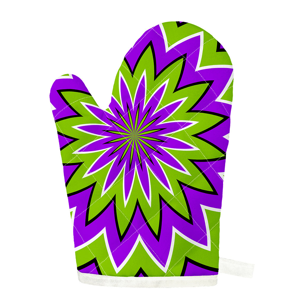 Green Flower Moving Optical Illusion Single Oven Mitt