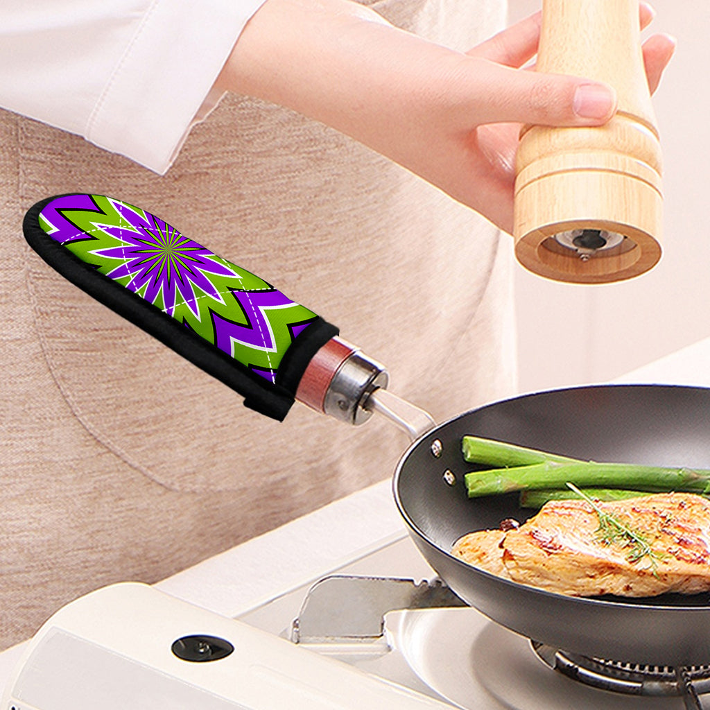 Green Flower Moving Optical Illusion Skillet Handle Cover