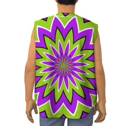 Green Flower Moving Optical Illusion Sleeveless Baseball Jersey