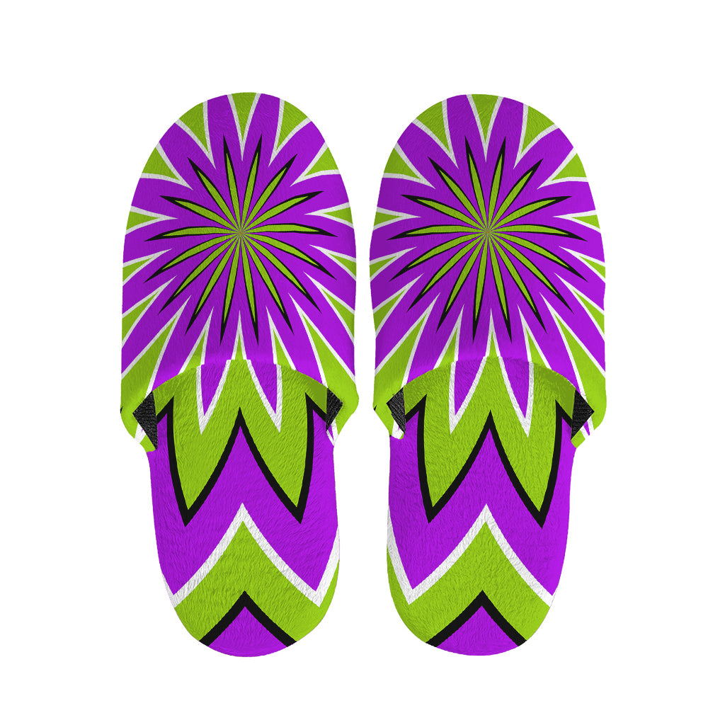 Green Flower Moving Optical Illusion Slippers