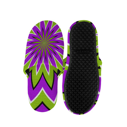 Green Flower Moving Optical Illusion Slippers