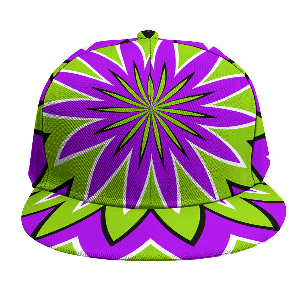 Green Flower Moving Optical Illusion Snapback Cap
