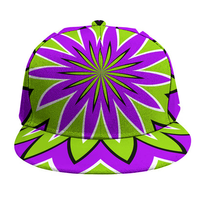 Green Flower Moving Optical Illusion Snapback Cap