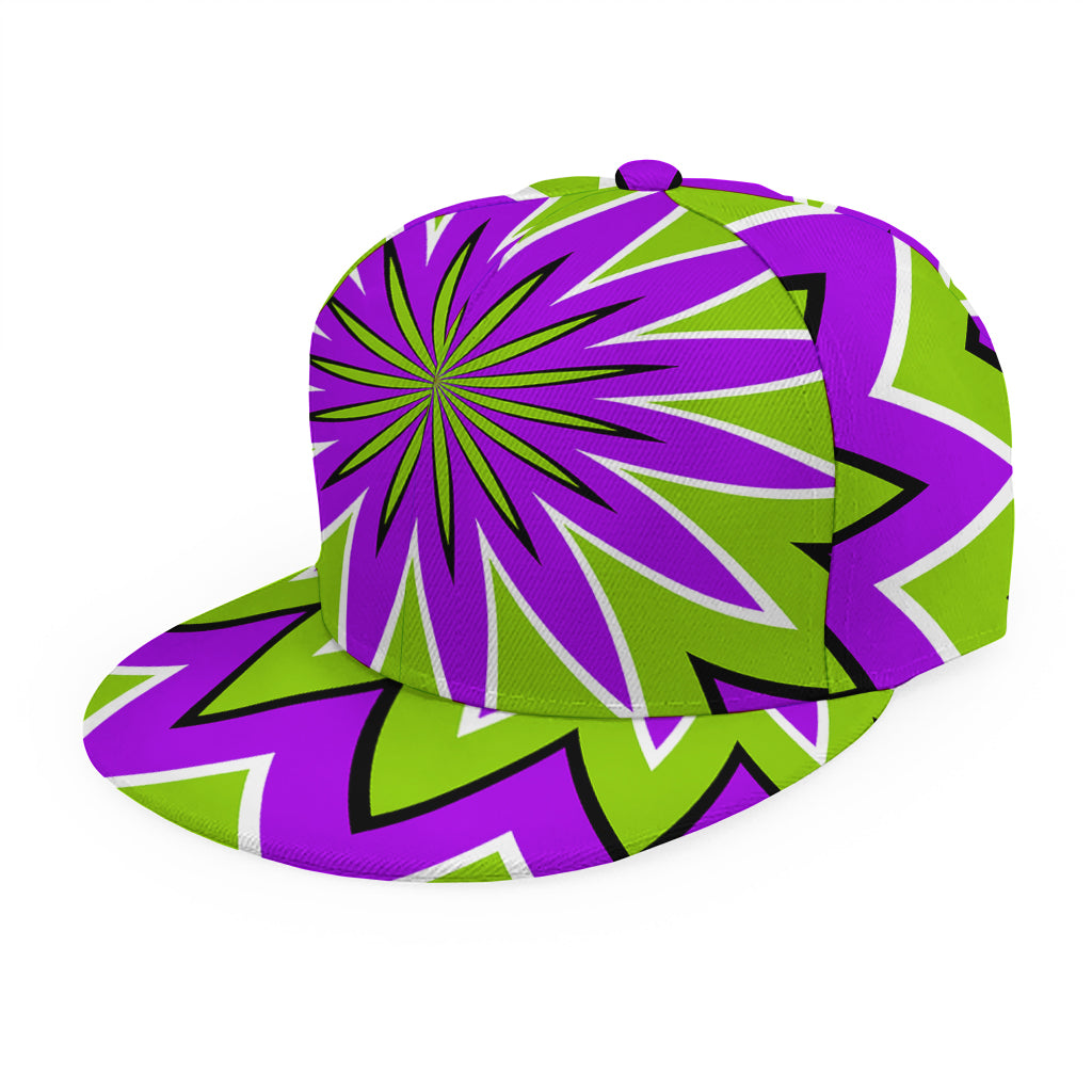 Green Flower Moving Optical Illusion Snapback Cap