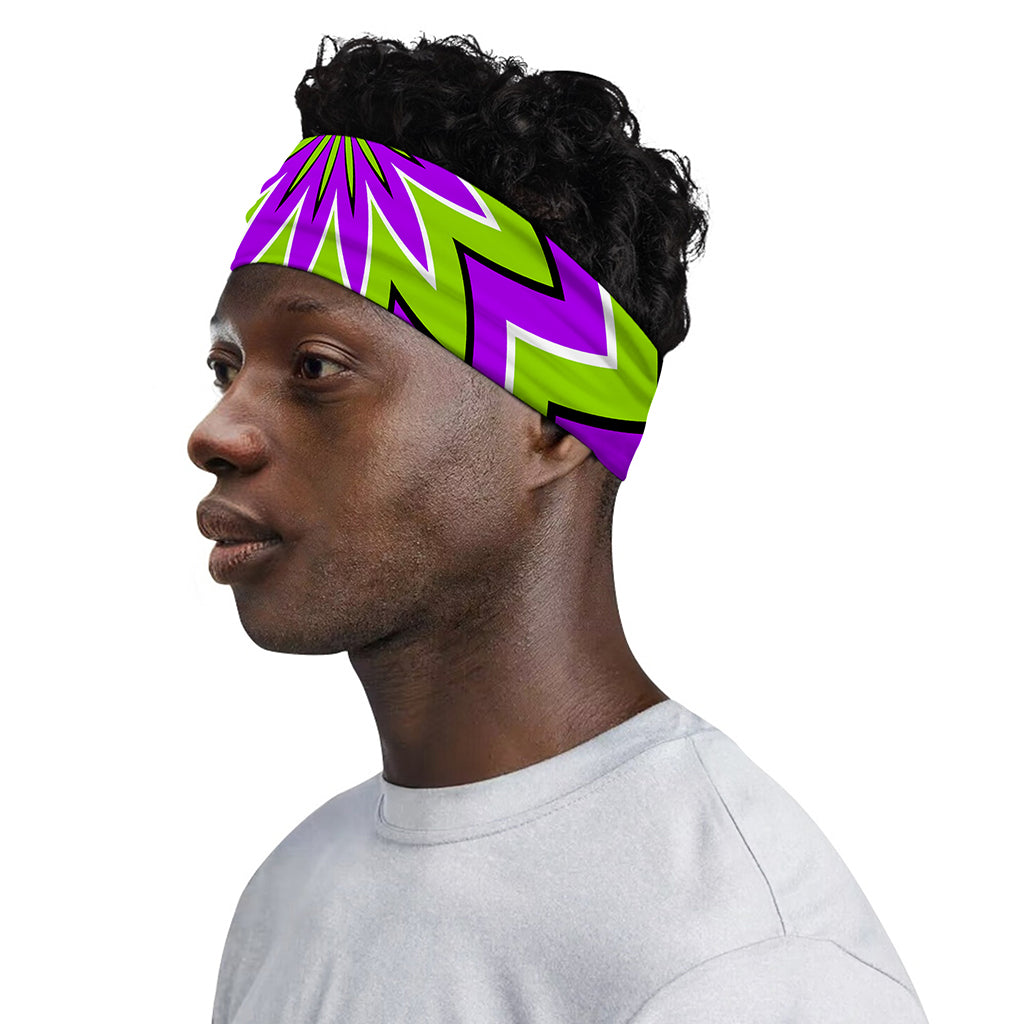 Green Flower Moving Optical Illusion Sports Headband