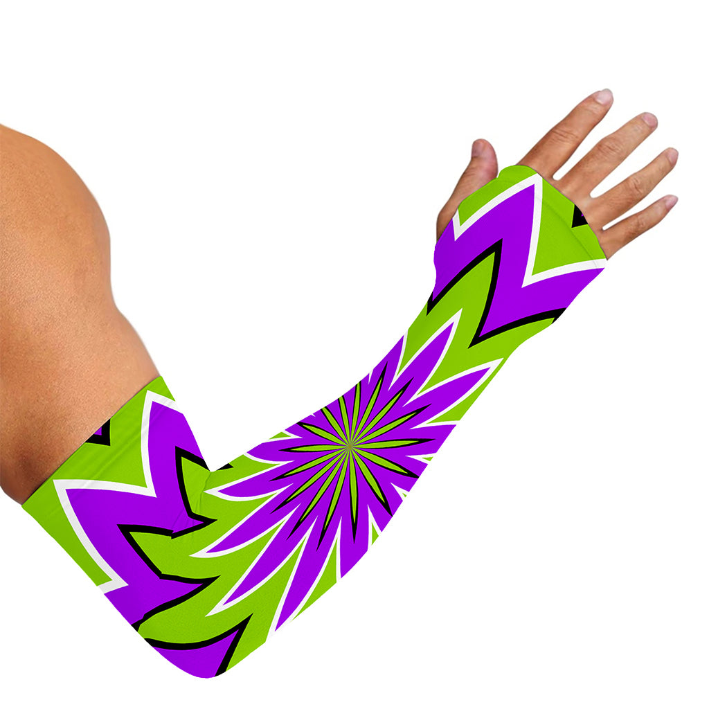 Green Flower Moving Optical Illusion Sun Protection Arm Sleeves