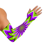 Green Flower Moving Optical Illusion Sun Protection Arm Sleeves