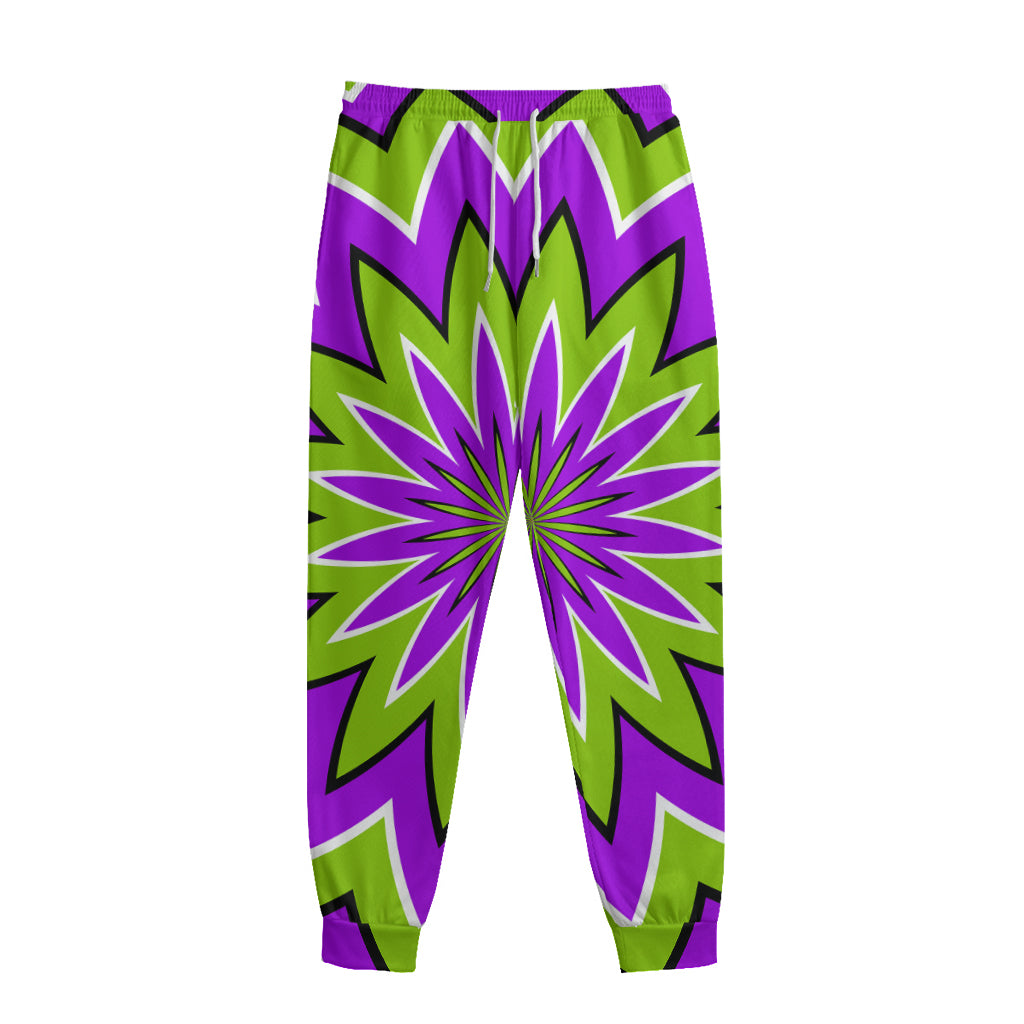 Green Flower Moving Optical Illusion Sweatpants