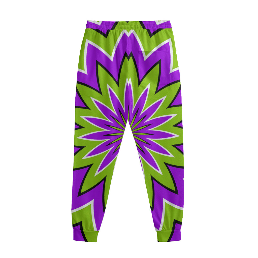 Green Flower Moving Optical Illusion Sweatpants