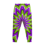 Green Flower Moving Optical Illusion Sweatpants