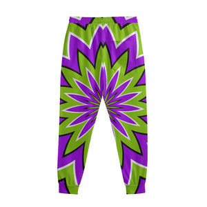 Green Flower Moving Optical Illusion Sweatpants