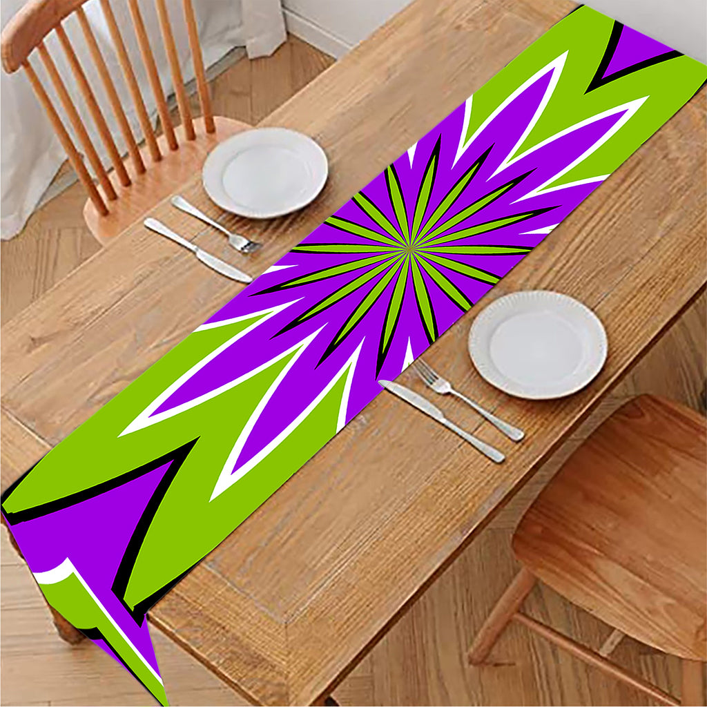 Green Flower Moving Optical Illusion Table Runner