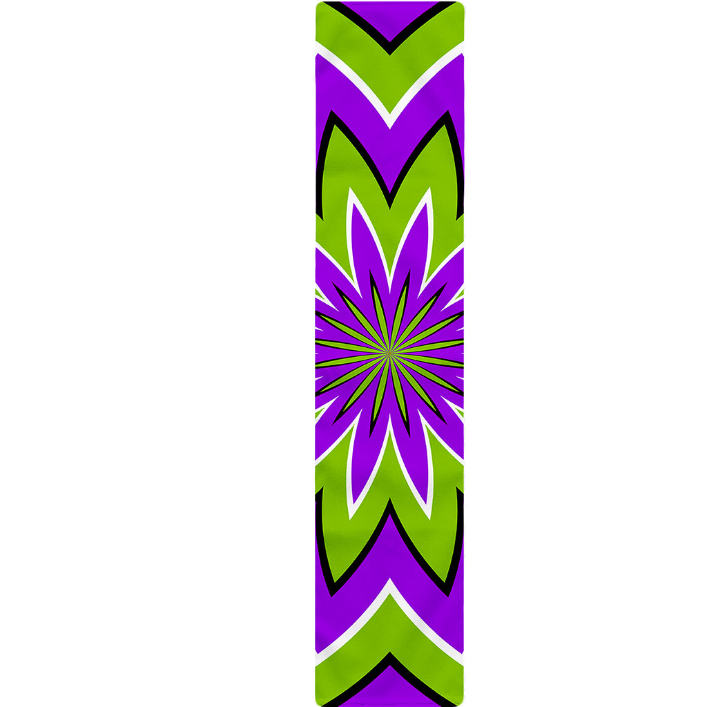 Green Flower Moving Optical Illusion Table Runner