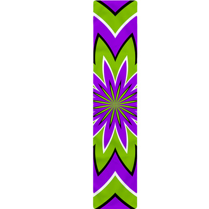 Green Flower Moving Optical Illusion Table Runner