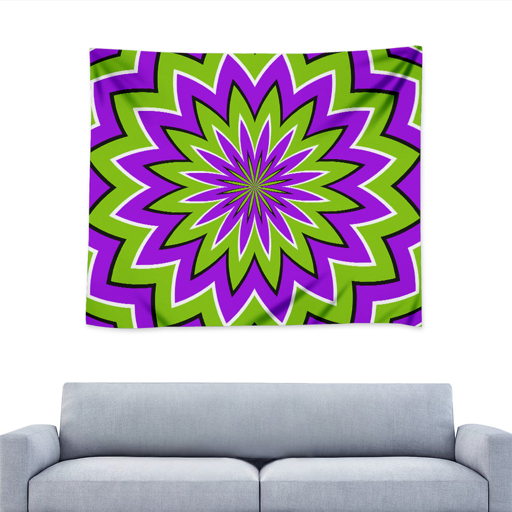 Green Flower Moving Optical Illusion Tapestry