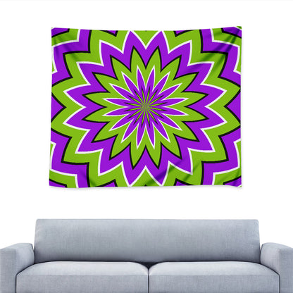 Green Flower Moving Optical Illusion Tapestry