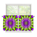 Green Flower Moving Optical Illusion Tier Curtains