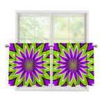 Green Flower Moving Optical Illusion Tier Curtains