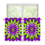 Green Flower Moving Optical Illusion Tier Curtains