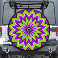 Green Flower Moving Optical Illusion Tire Cover With Camera Hole